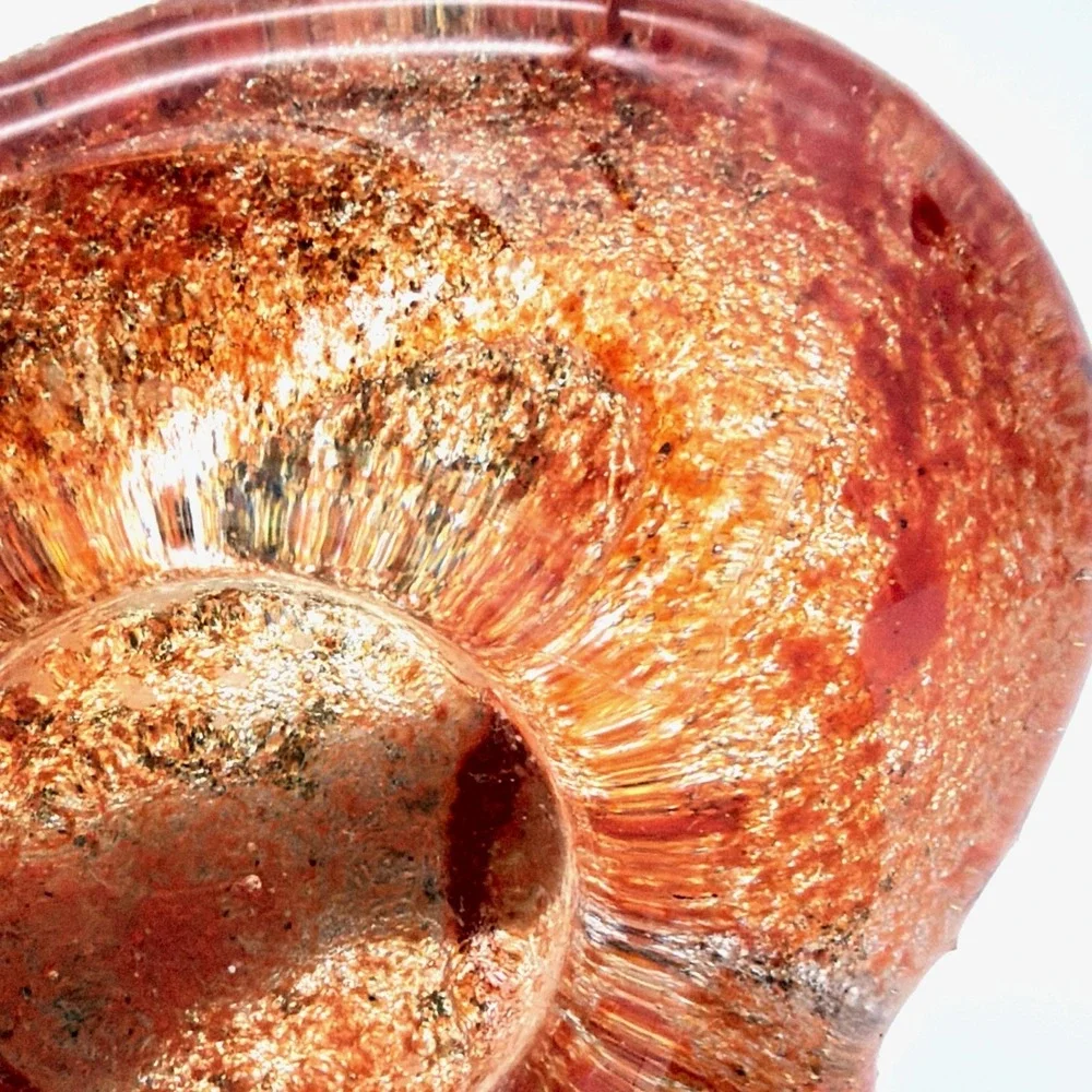 Art Glass Heart Paperweight Red Orange Swirled Mottled Maka 78